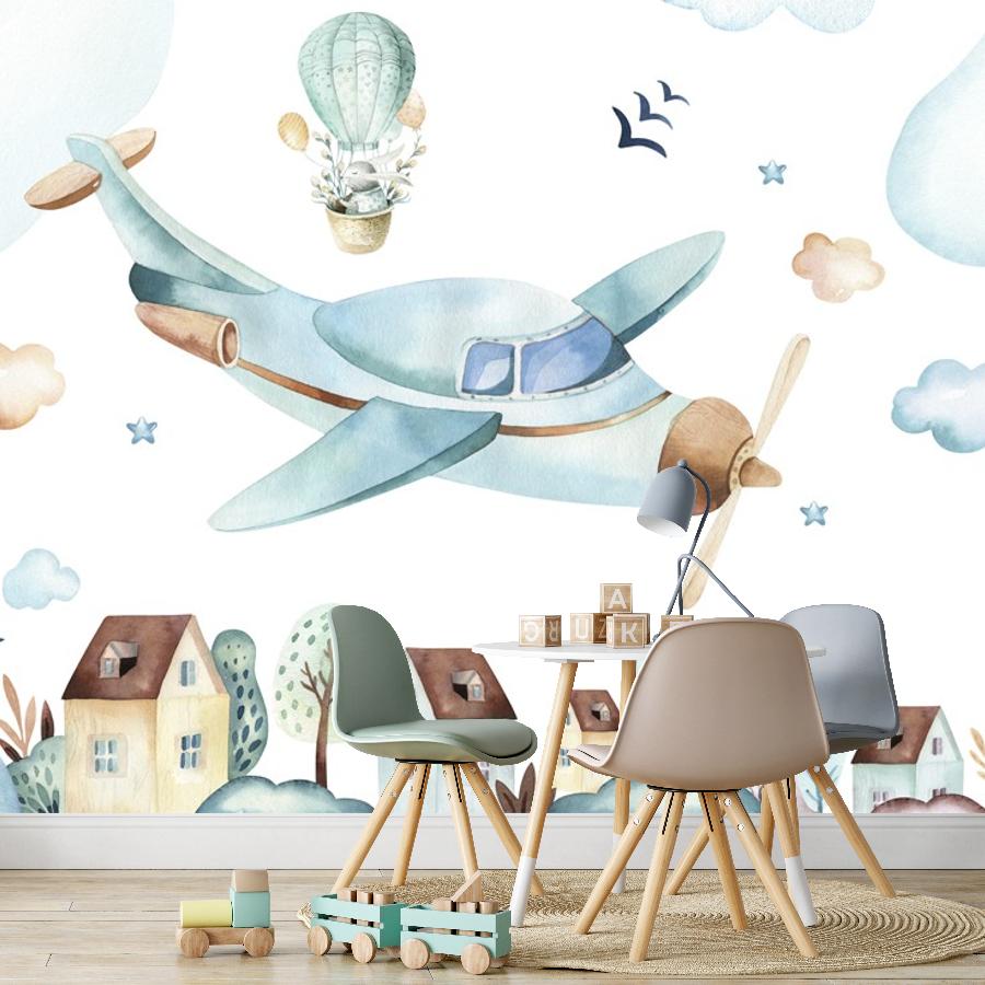 фотообои самолетик над городом 14-506 фотообои самолетик над городом 14-506