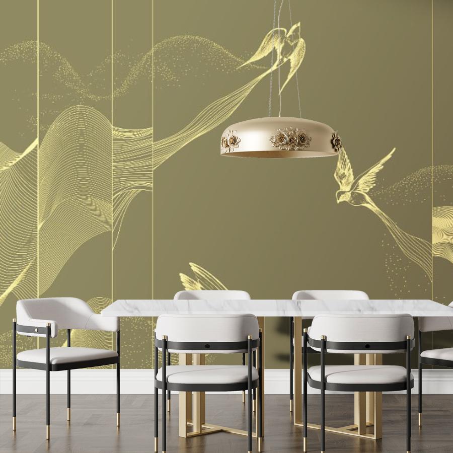фотообои птицы золотые на стену 14-1183