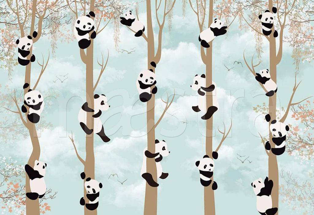 Фотообои Панды на деревьях