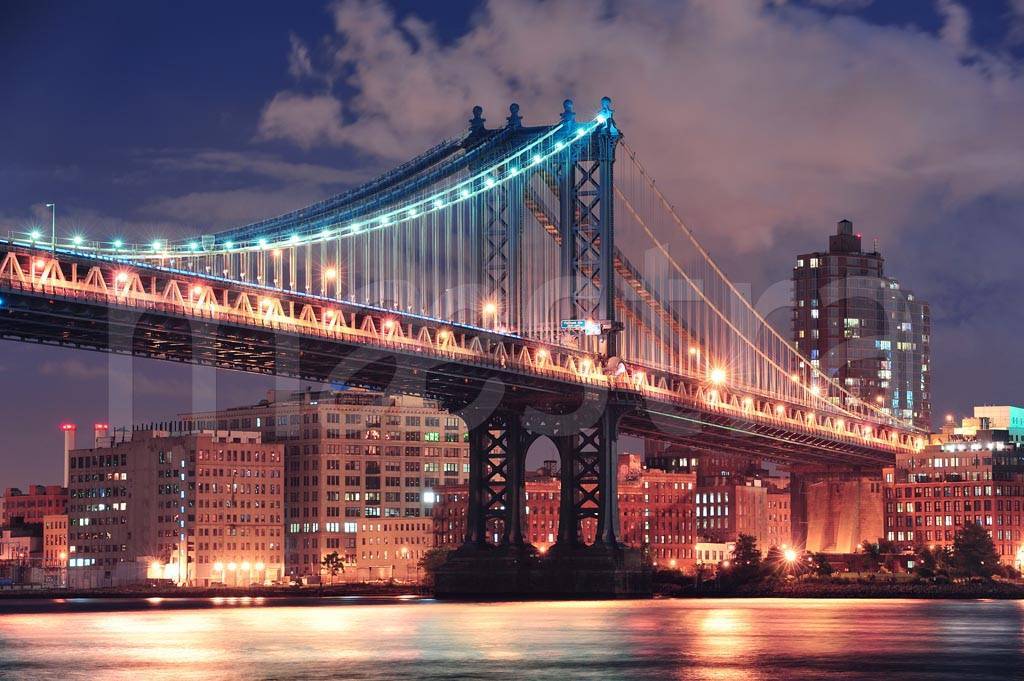 Фотообои Ночной мост красочного Нью Йорка