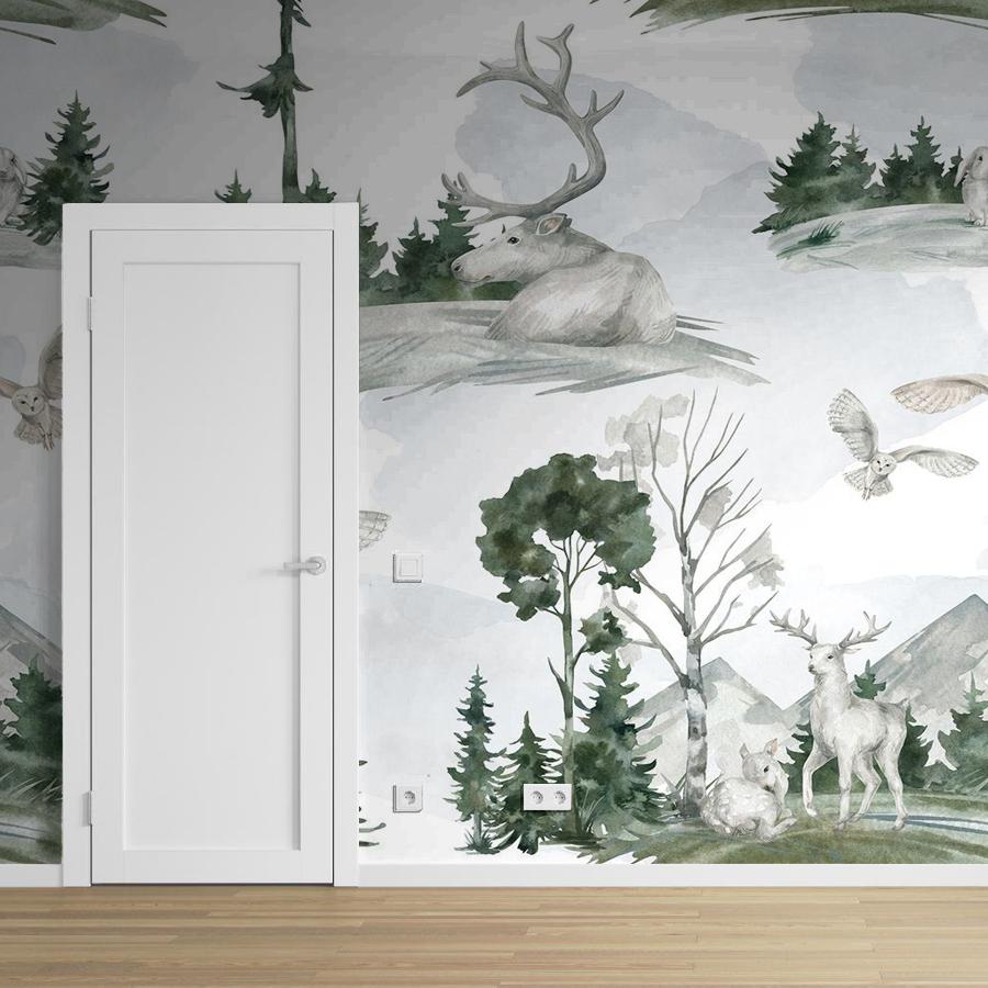 фотообои лесной фон с елочками 12-1497 фотообои лесной фон с елочками 12-1497