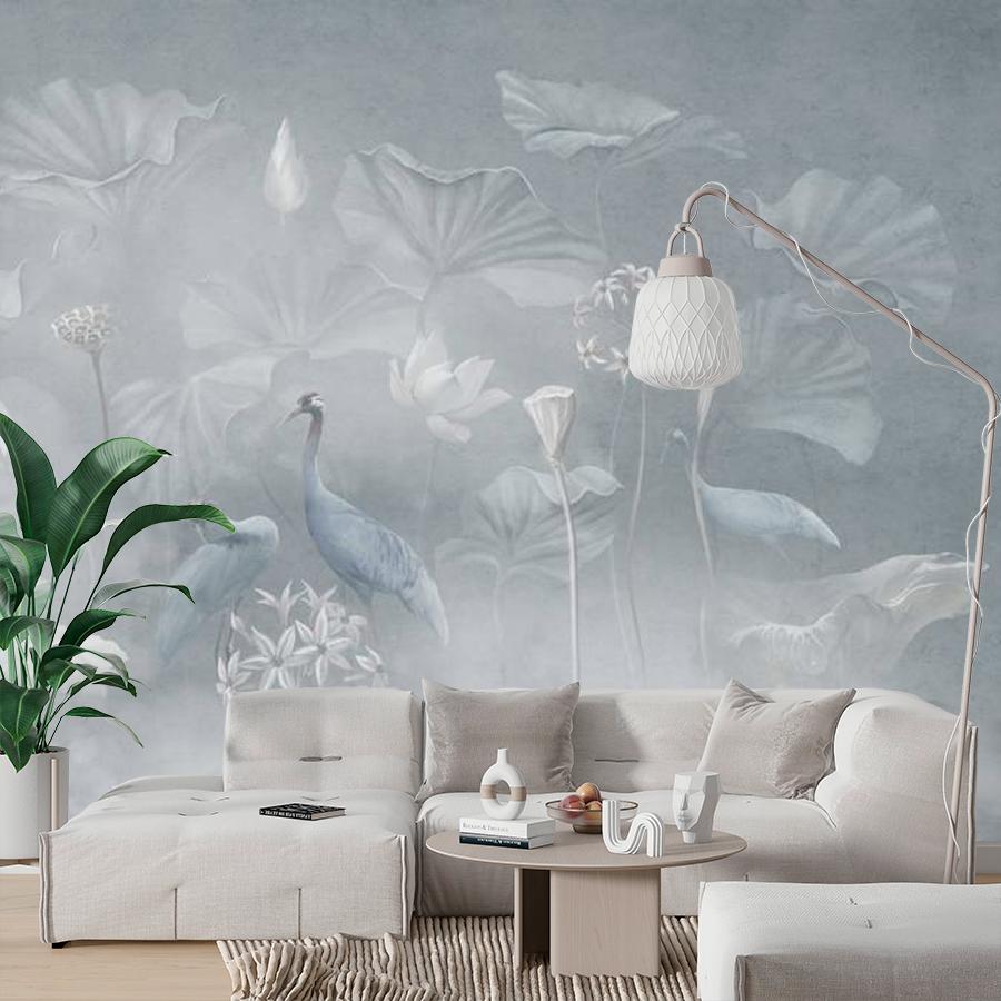 фотообои грациозные журавли в райском саду 13-1014