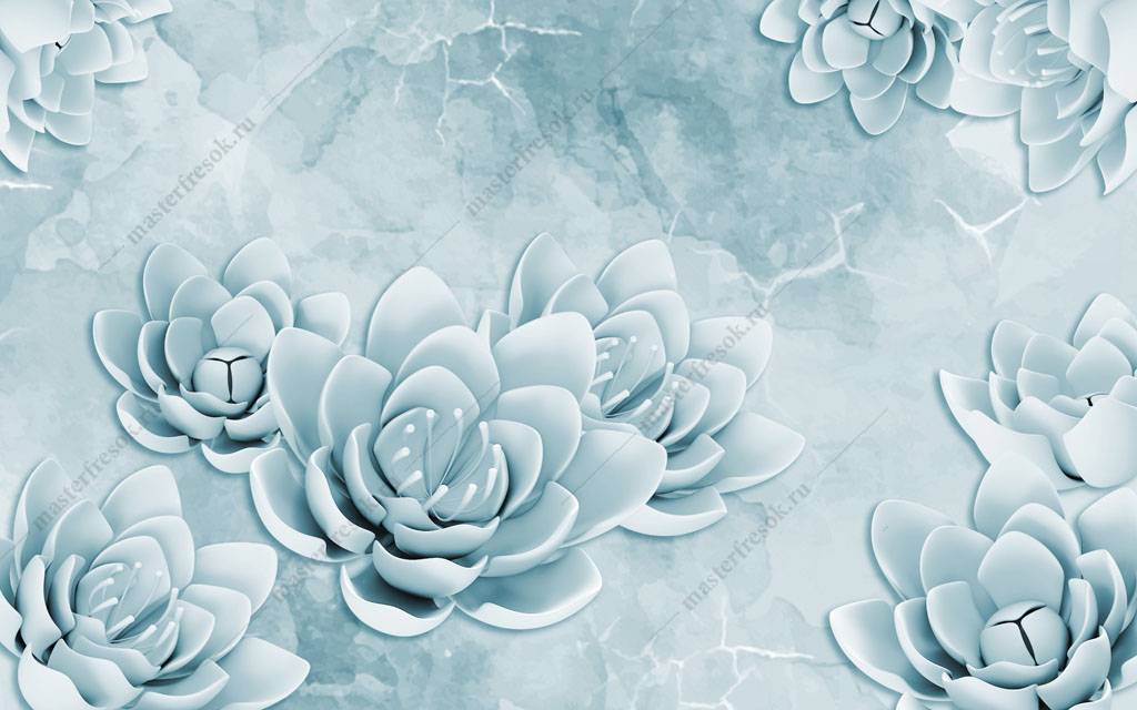 Фотообои 3д голубые цветы
