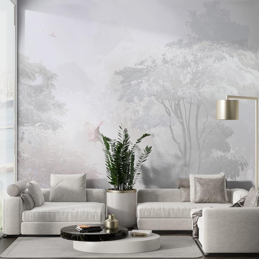 фотообои лес с солнечными лучами