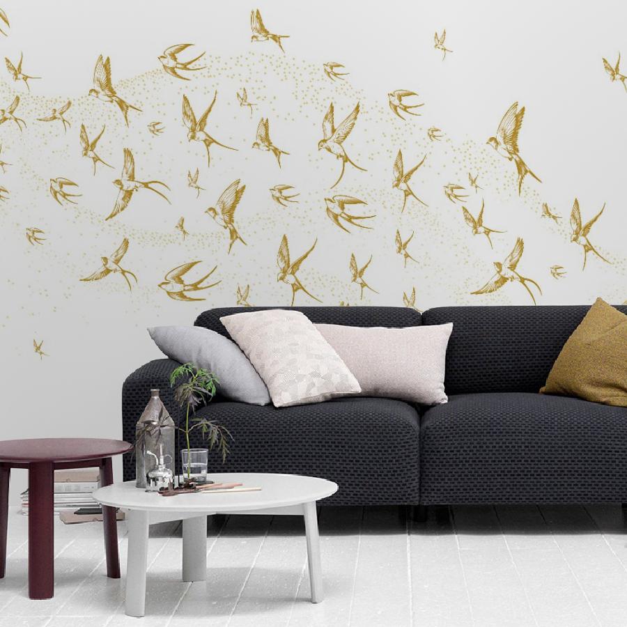фотообои золотые птицы в гостиную 14-1192