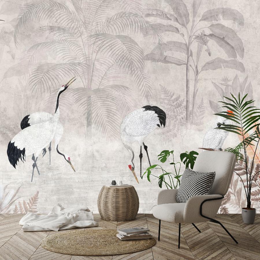 фотообои цапли в лесу 12-1838