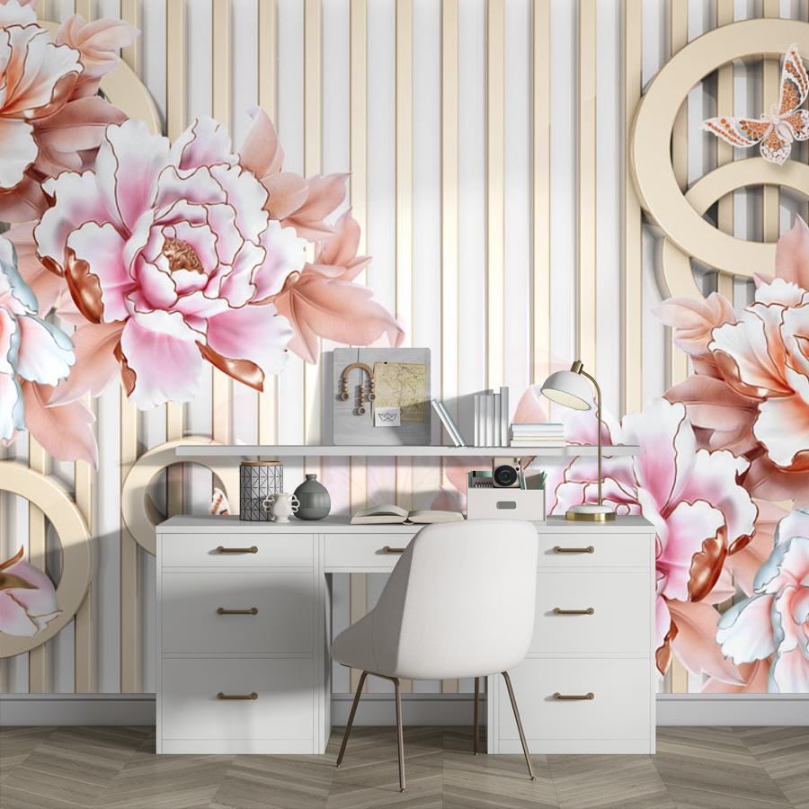 фотообои 3д розы на полосатом фоне 10-670 фотообои 3д розы на полосатом фоне 10-670