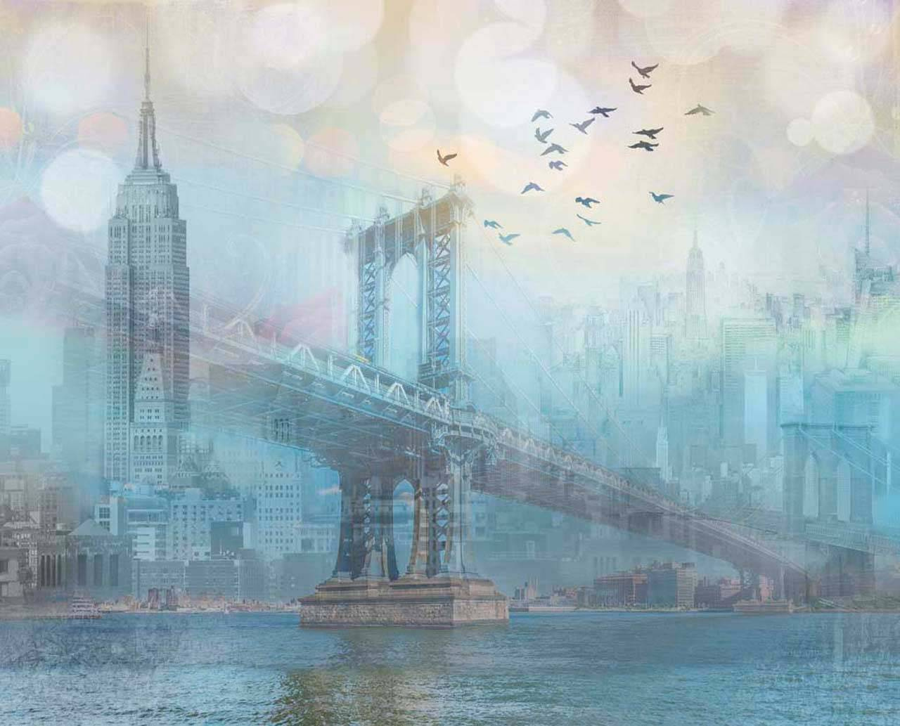 Фотообои Город и мосты в тумане