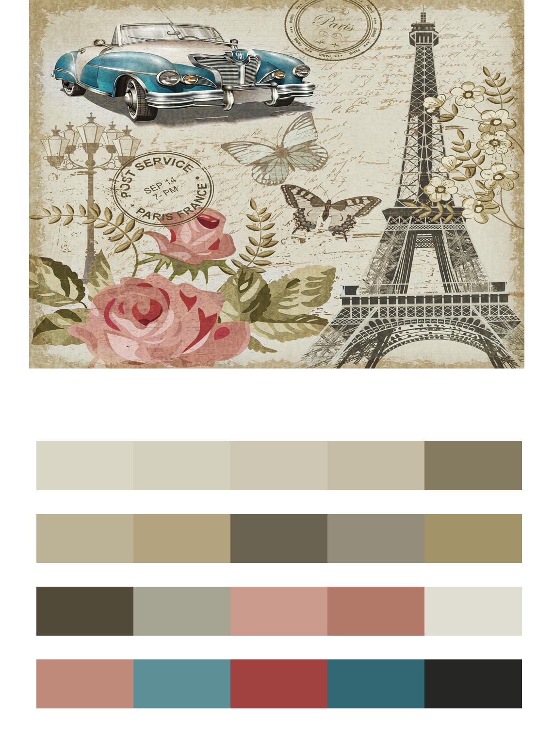 Париж винтажная открытка цвета