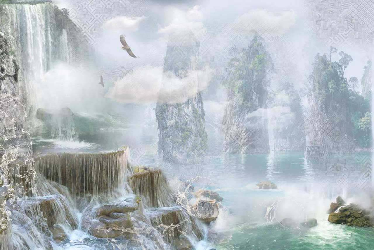 Фотообои Сизый водопад в дымке