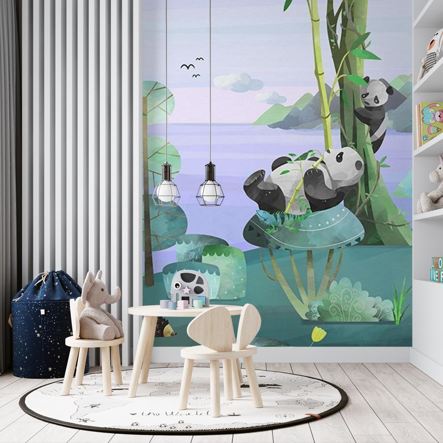 фотообои детские. панды в лесу 12-1614