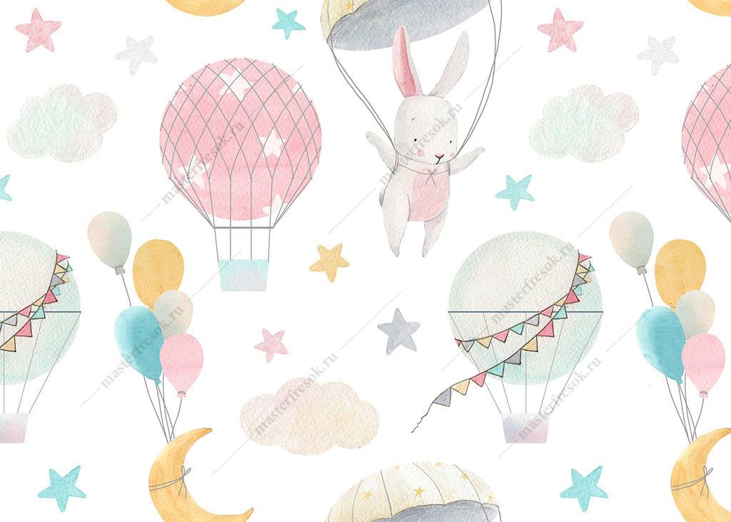 Фотообои Воздушные шары и зайцы