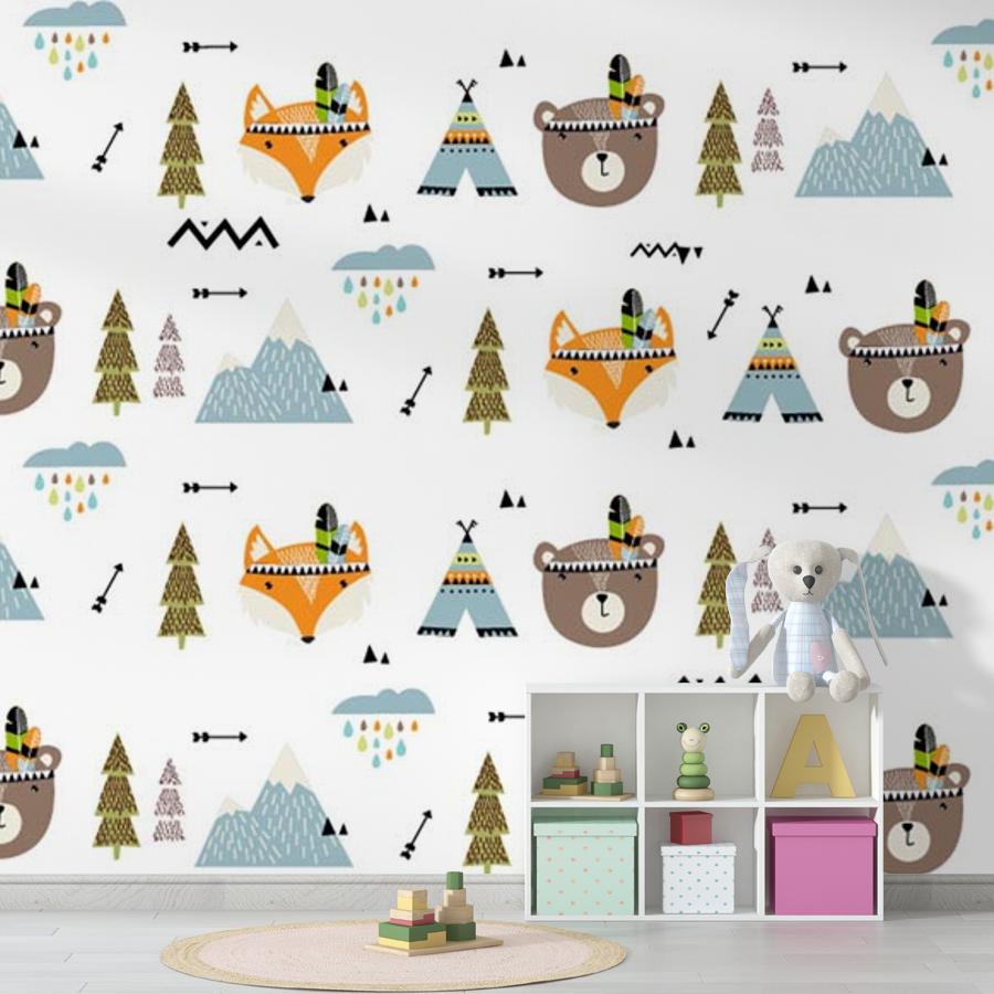 Фотообои и фотообои мишки и вигвамы 12-665