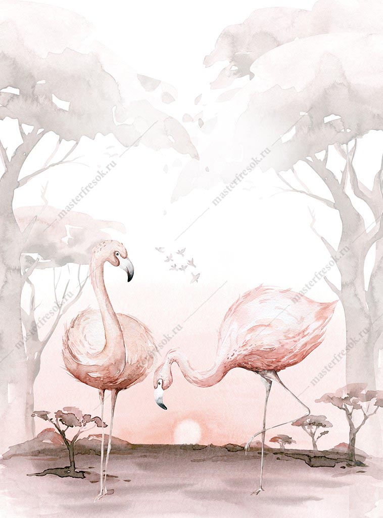 Фотообои Фламинго в лесу