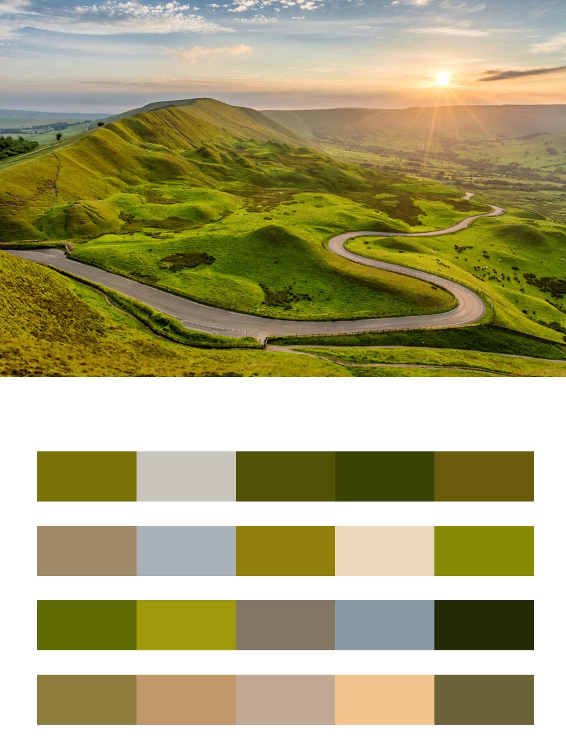 Англия зеленые холмы цвета