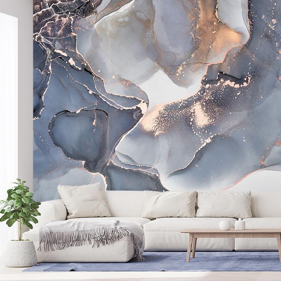 фотообои бронзовые переливы на серо-синем фоне 9-1650