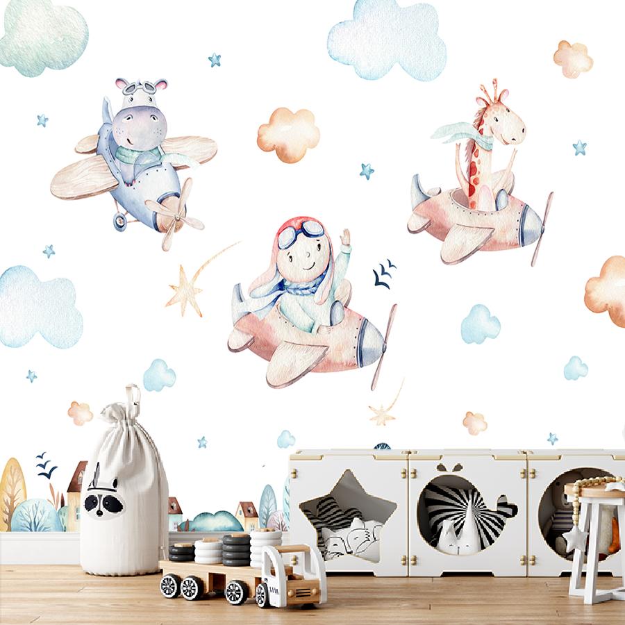 фотообои зверята на самолете 14-092