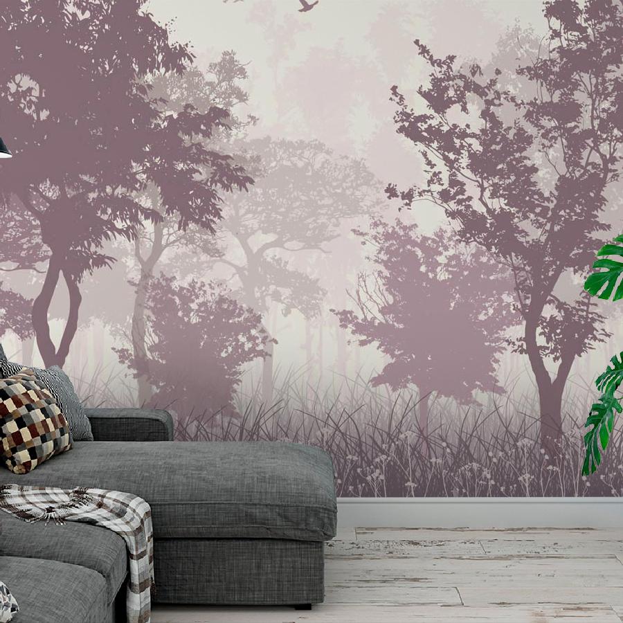 фотообои лес розовый 14-133