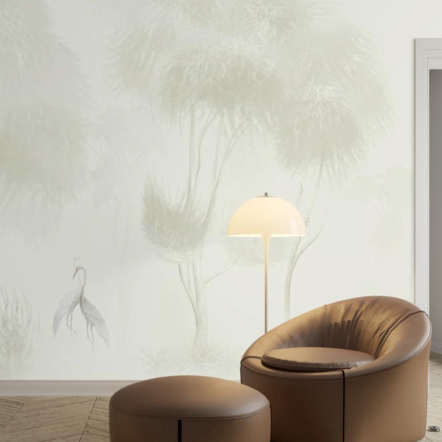 фотообои белая цапля среди деревьев