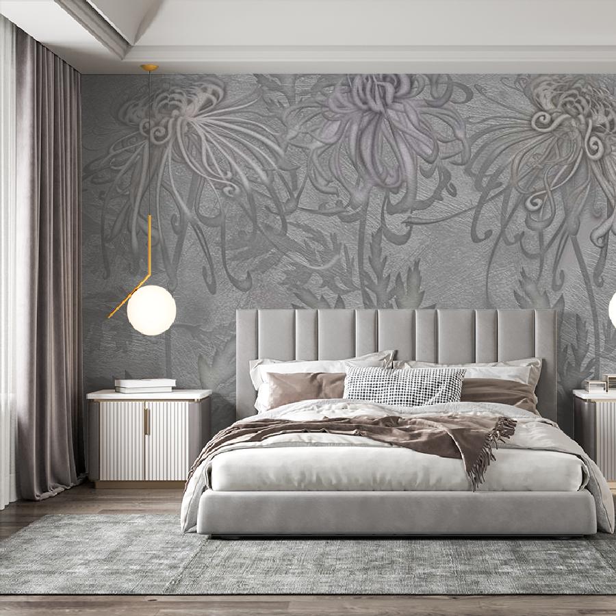 фотообои 3д цветы серые 13-1001