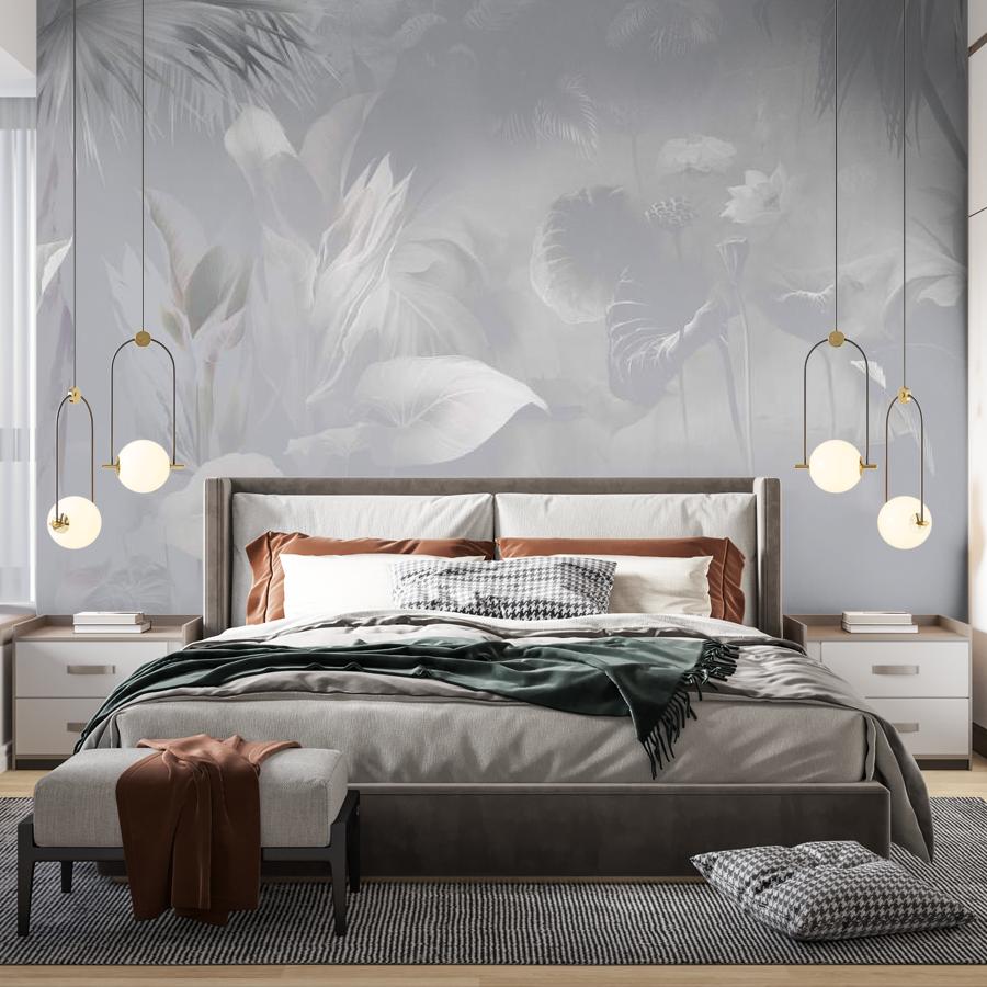 фотообои абстрактный рисунок цветы серые 13-987