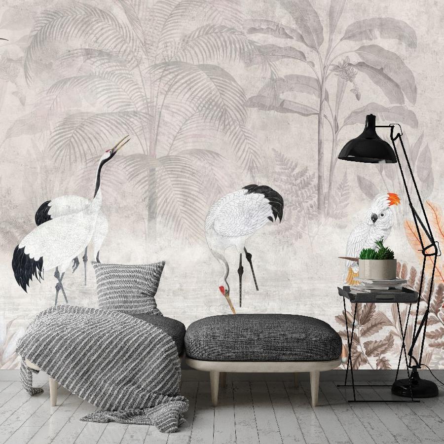 фотообои цапли в лесу 12-1838