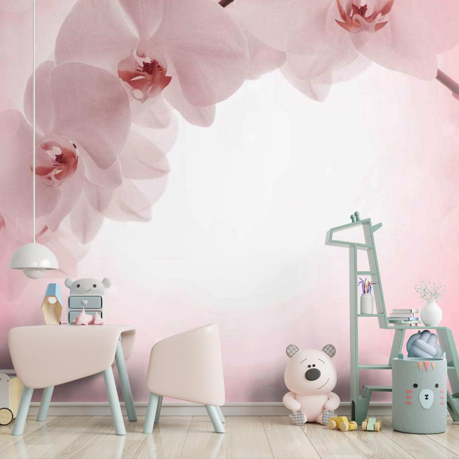 фотообои ветка орхидеи на розовом фоне 10-152
