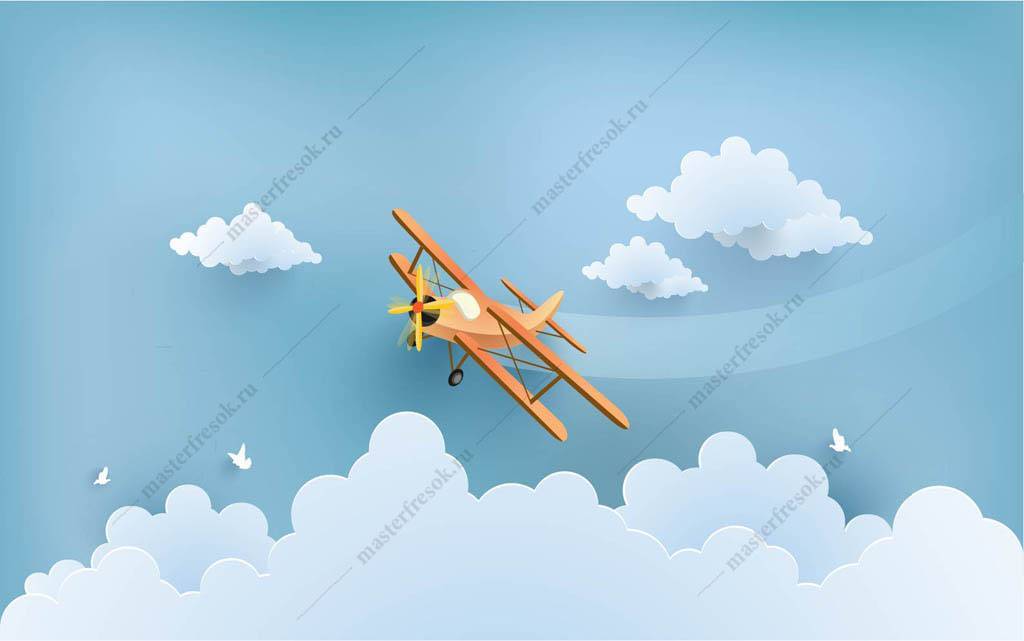 Фотообои 3д горы и самолет