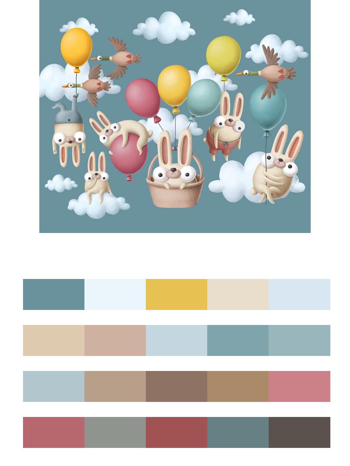 Кролики на воздушных шариках цвета