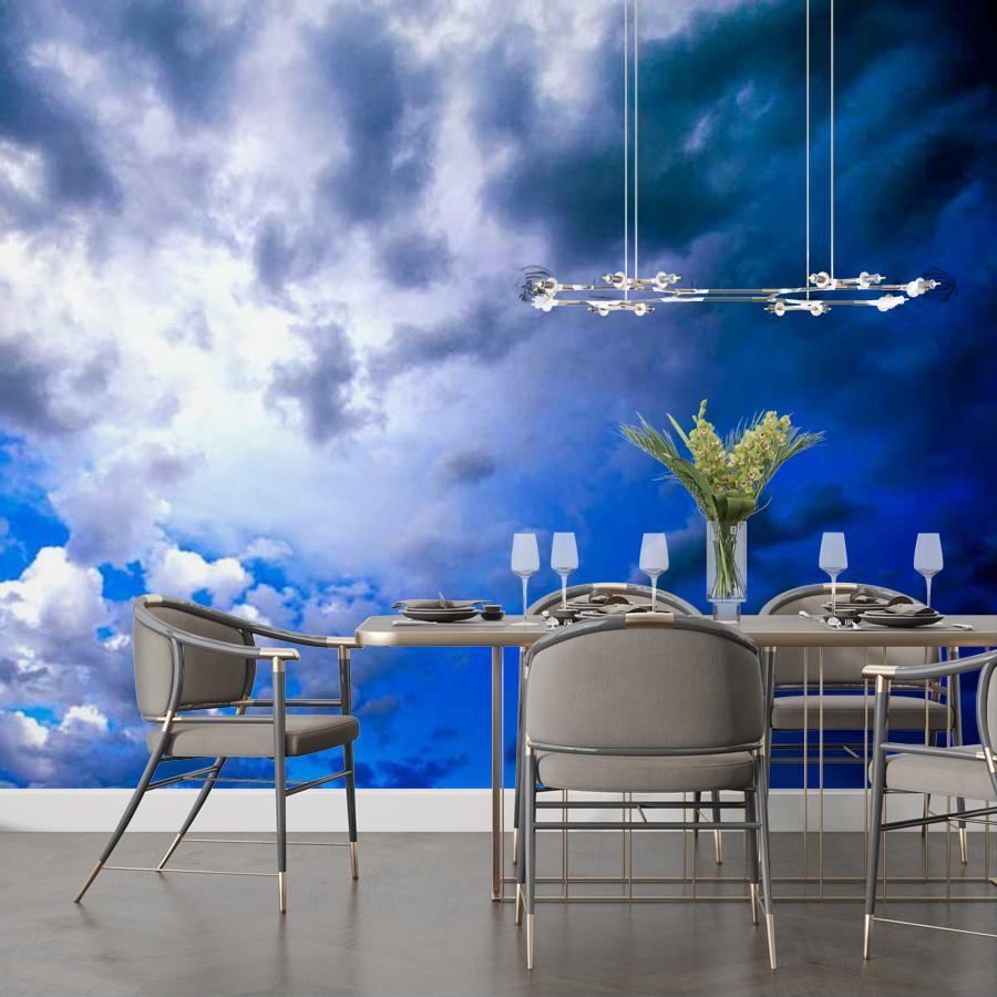 фотообои серебристо синее небо 3д 9-384