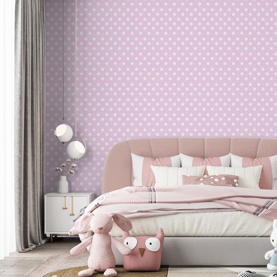 Фотообои и фотообои розовый фон в горошек 14-621