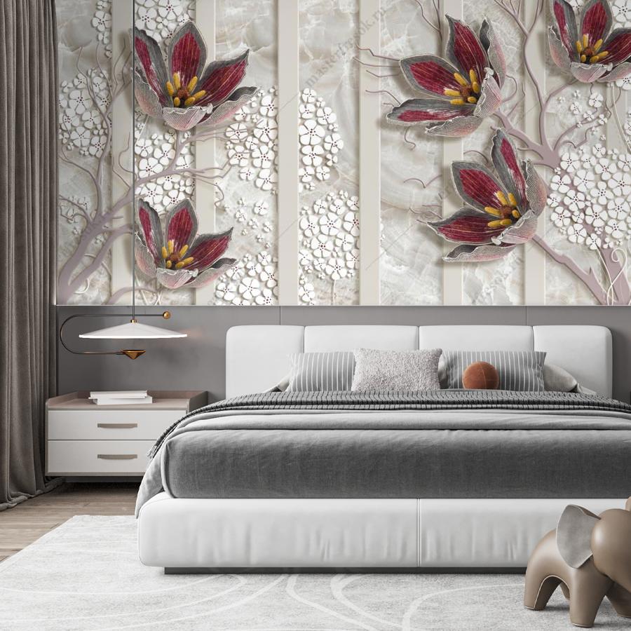 фотообои 3д лепестки на белом фоне 10-905