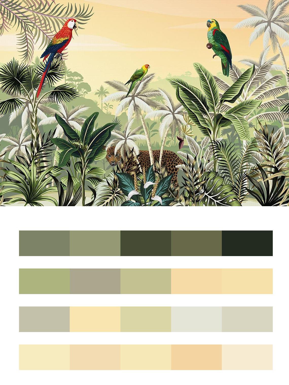Попугаи в тропиках цвета