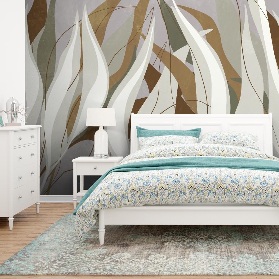 фотообои листья тонкие бежевые 14-1234