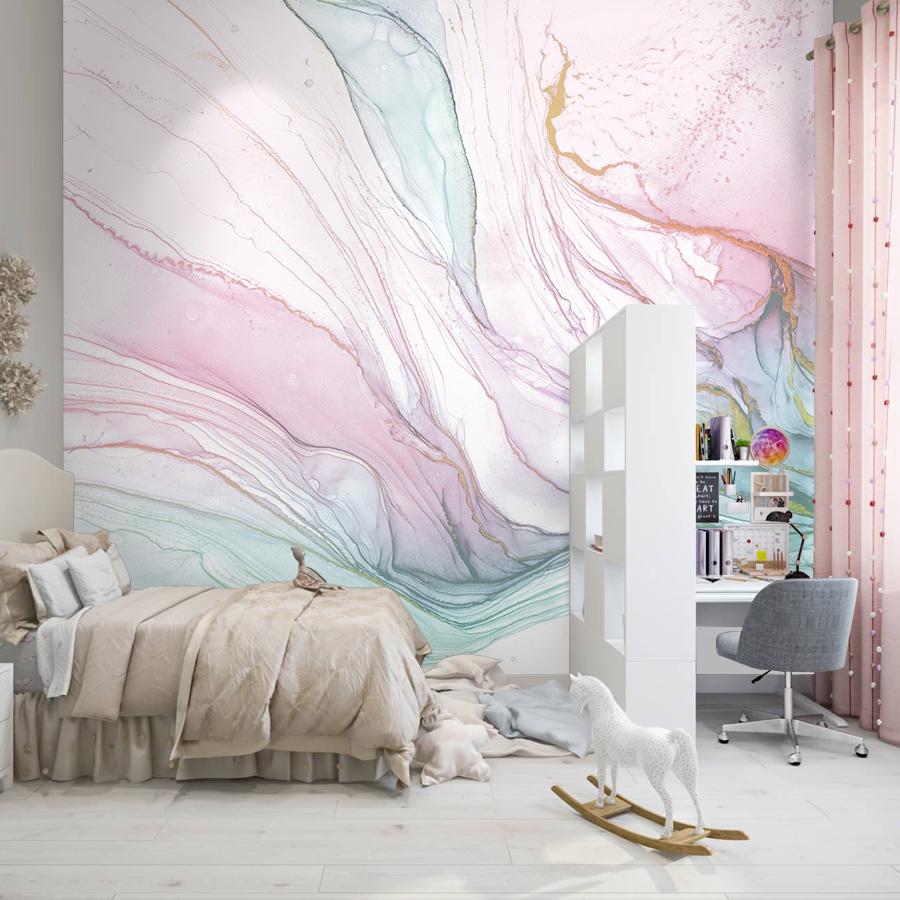 фотообои флюид арт легкий розовый с голубым 14-703