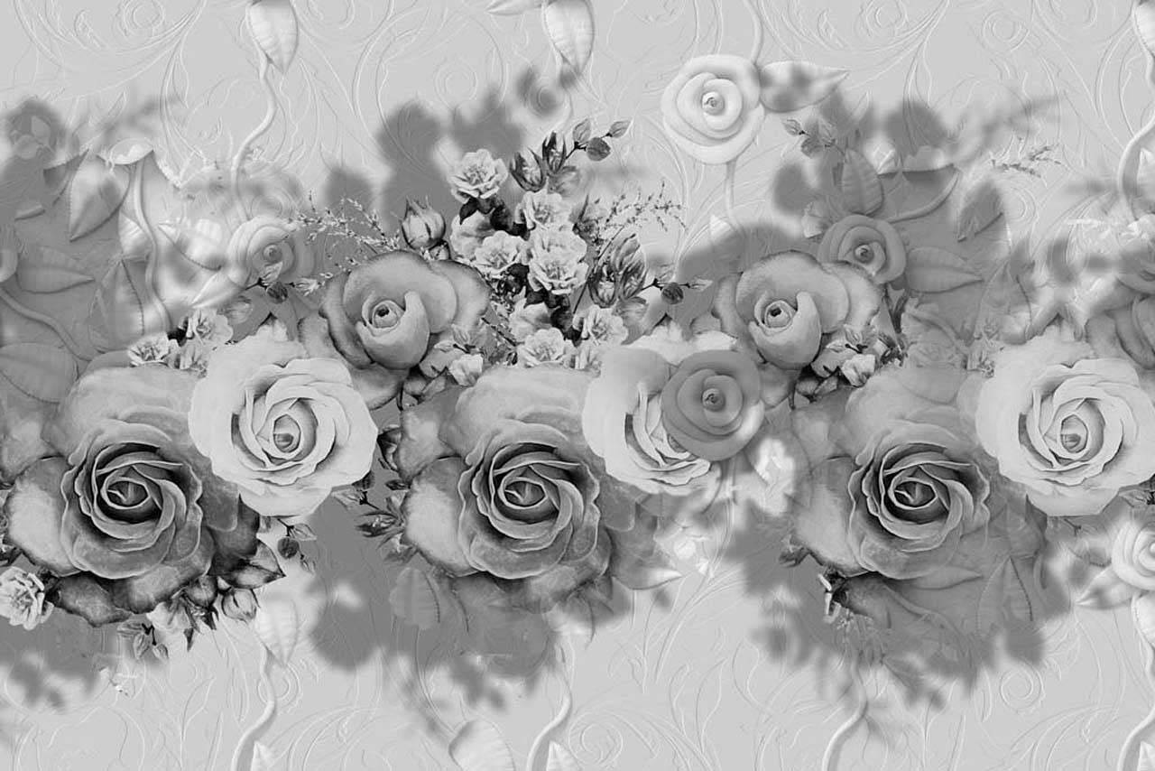 Фотообои Черно белые цветы розы 3д