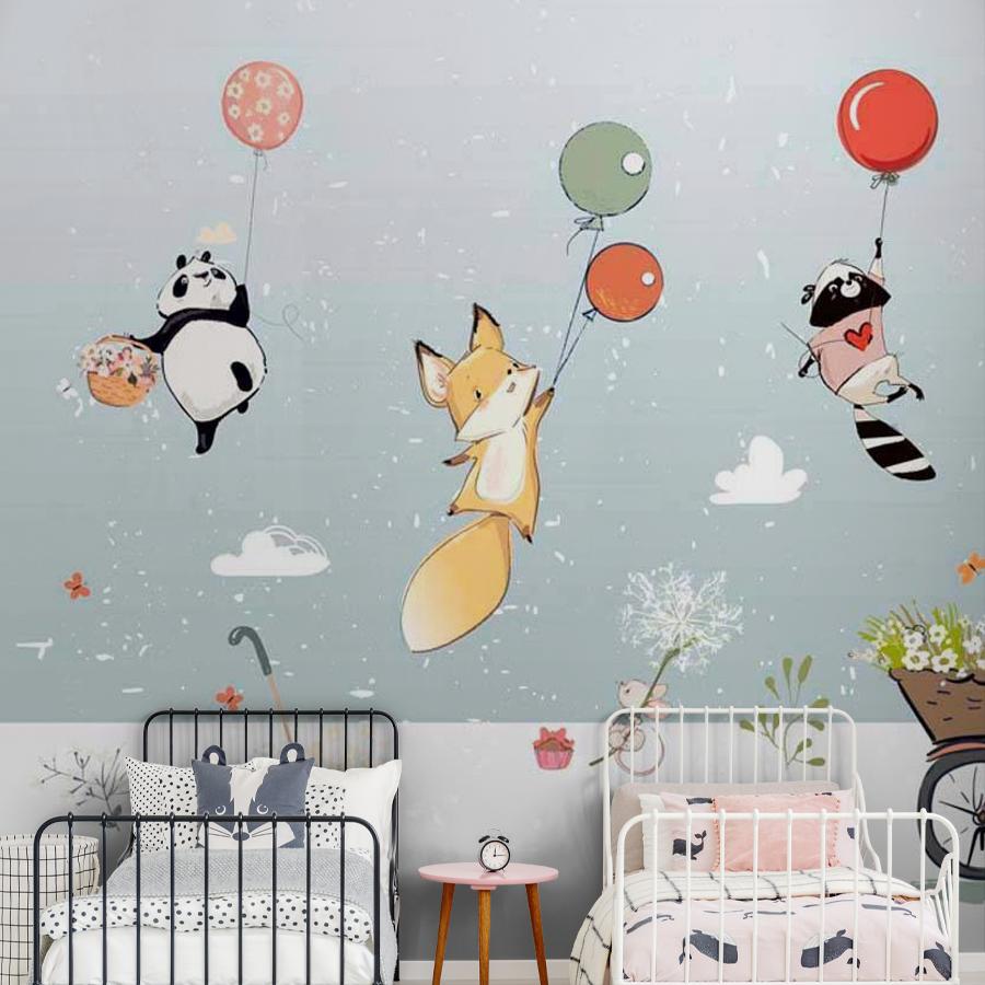 фотообои звери на шарах на сером фоне 12-336 фотообои звери на шарах на сером фоне 12-336