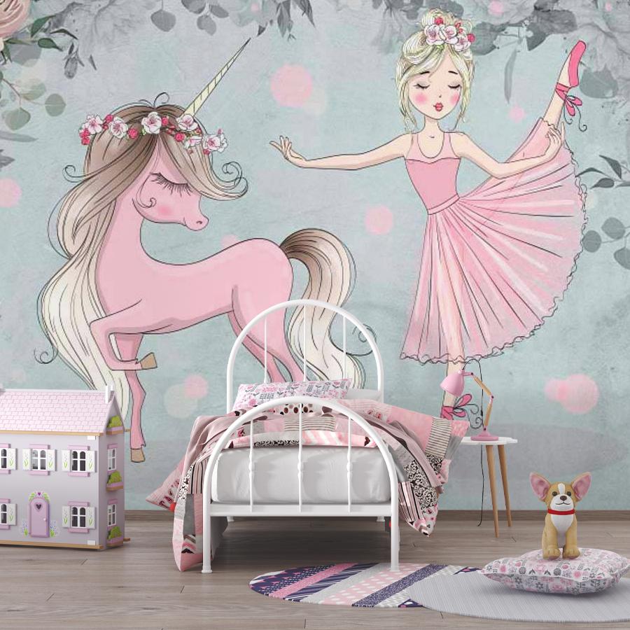 фотообои балерина с лошадью в цветах на голубом фоне 12-342 фотообои балерина с лошадью в цветах на голубом фоне 12-342