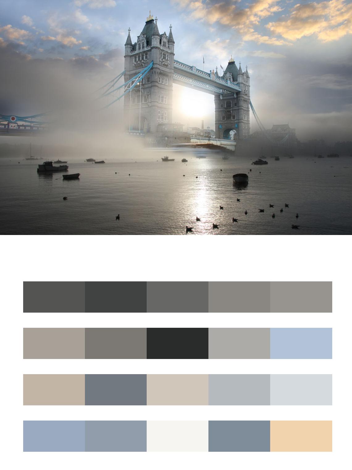 Лондон в туманной дымке цвета