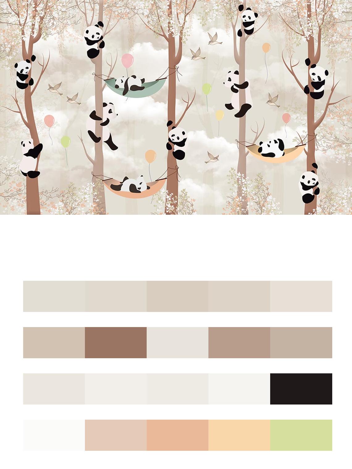 Веселые панды цвета