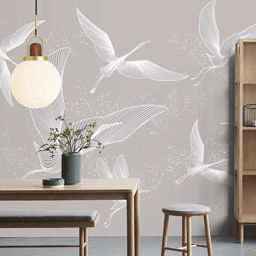 фотообои журавли белые летят 14-1246