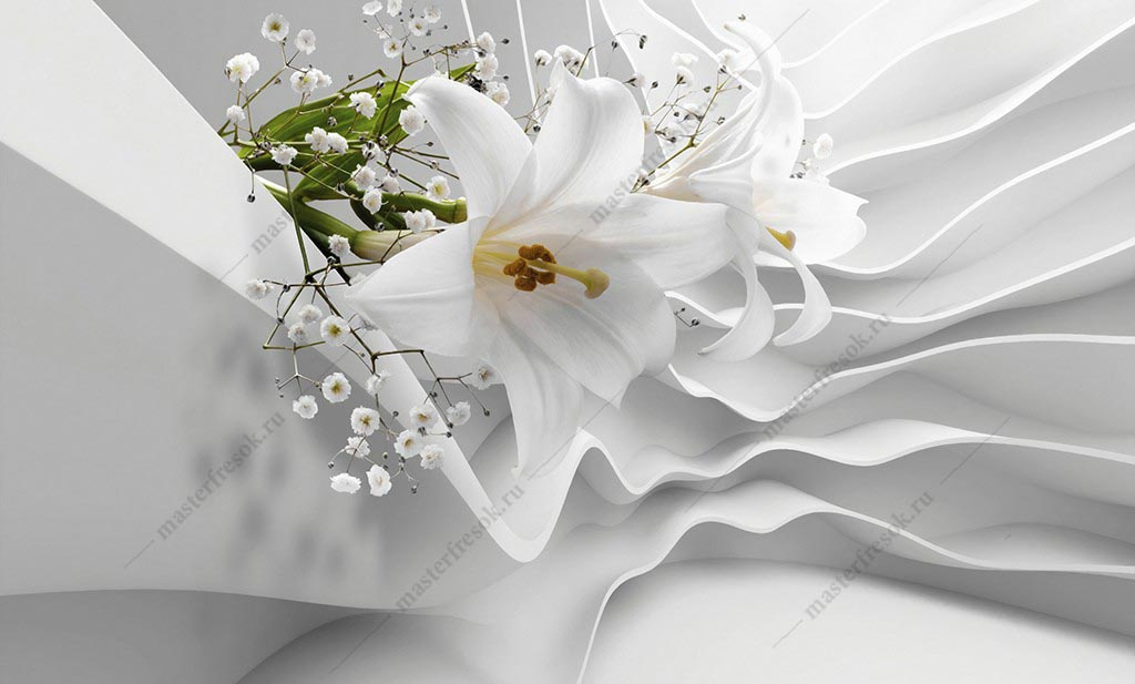 Фотообои Белые лилии 3D