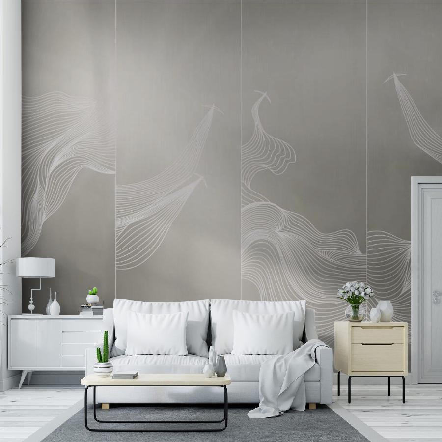 фотообои линии светлые на сером 14-1137