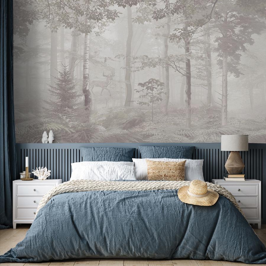 фотообои олень в туманном лесу 14-888