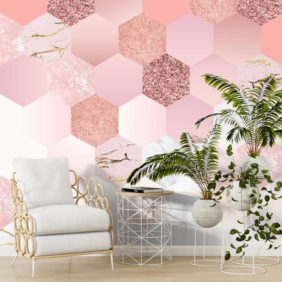 фотообои розовый шестиугольник градиент 9-1502 фотообои розовый шестиугольник градиент 9-1502