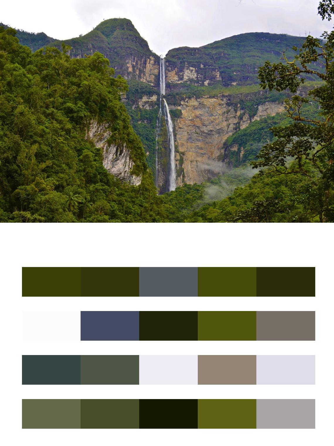 Водопад в горах цвета