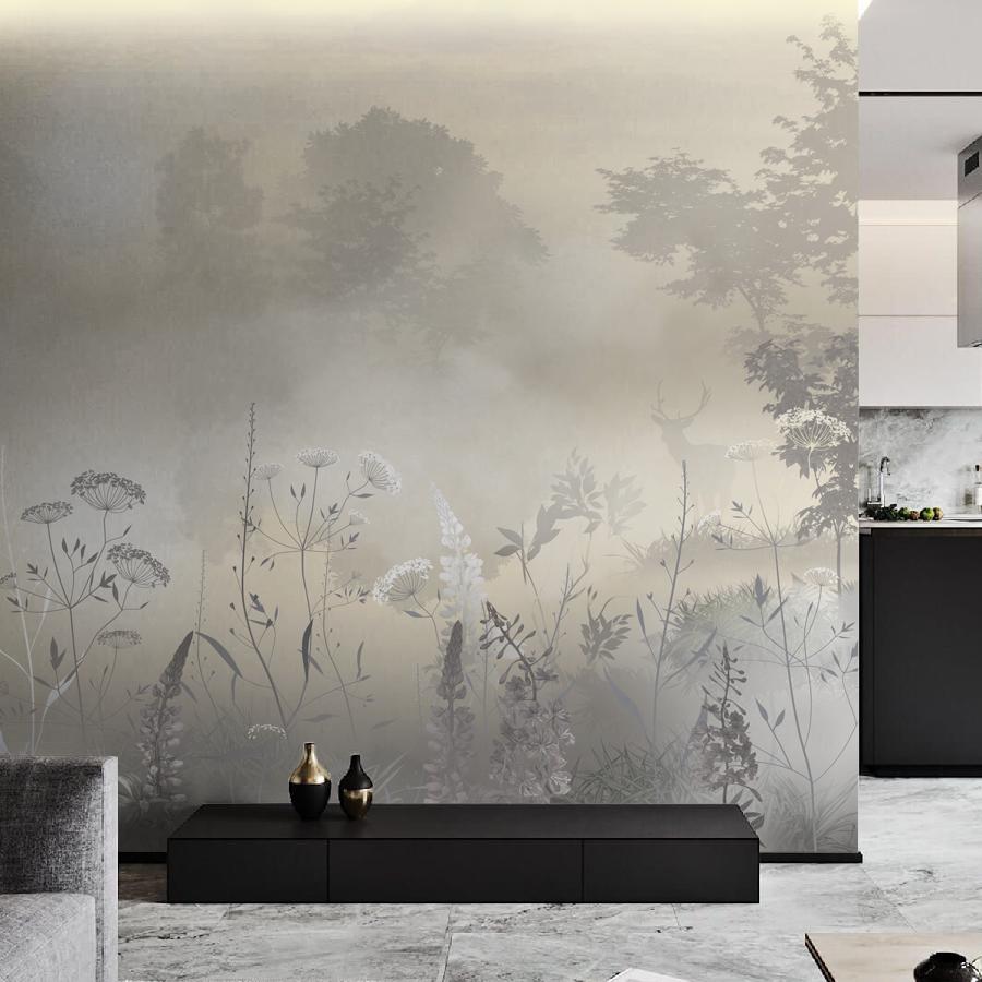 фотообои поляна 3д в тумане