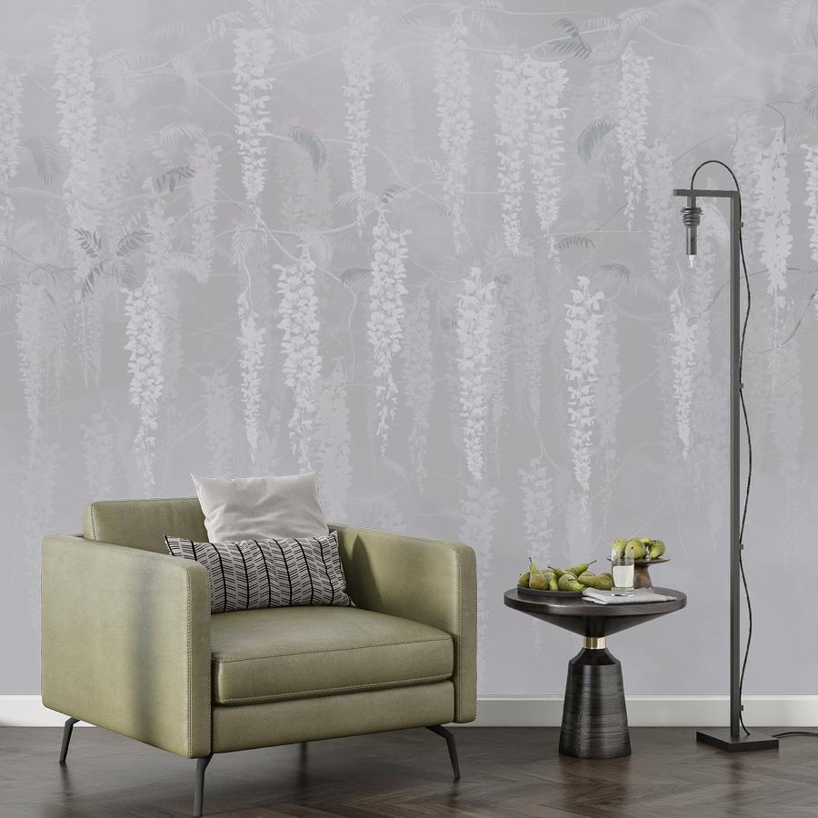 фотообои свисающие веточки белые 13-1111