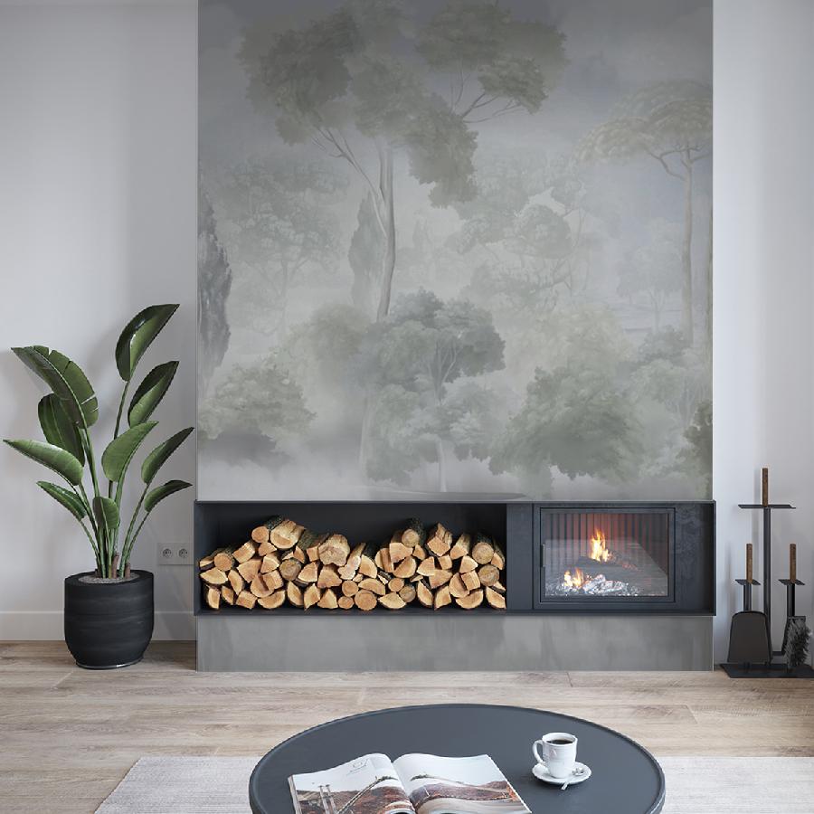 фотообои озеро 3д с деревьями