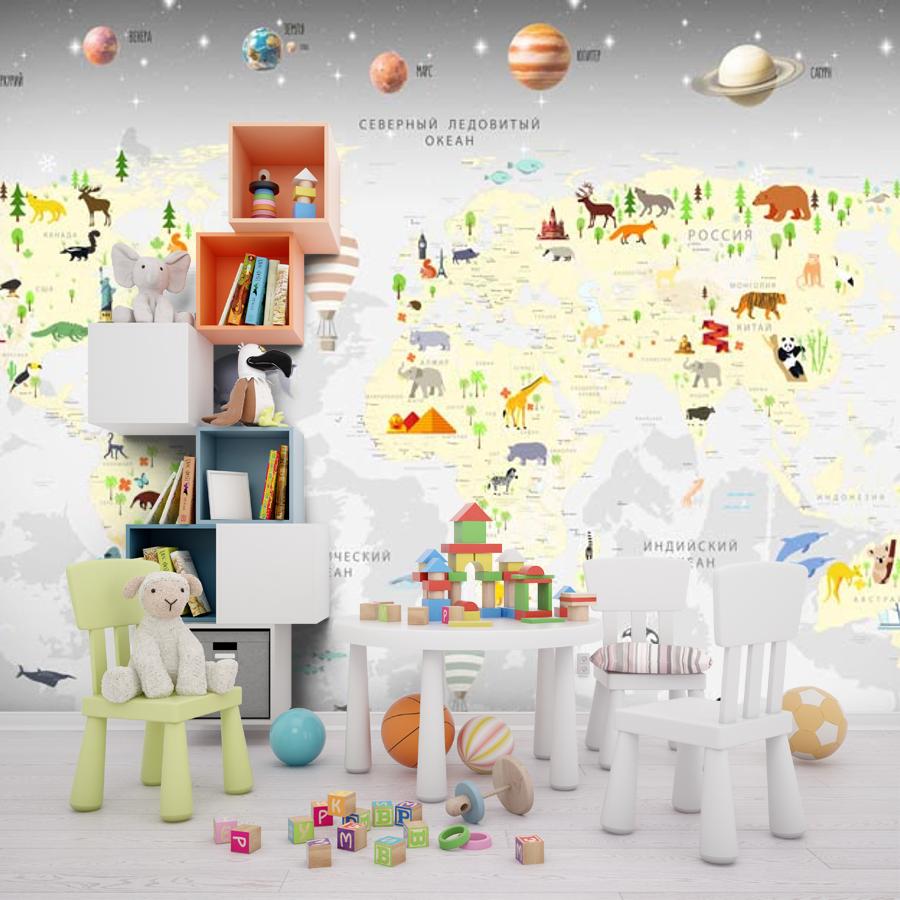 фотообои детская карта с планетами 14-287 фотообои детская карта с планетами 14-287